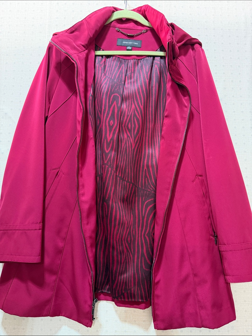 Jones New York Bright Fuchsia Hooded Trench Coat